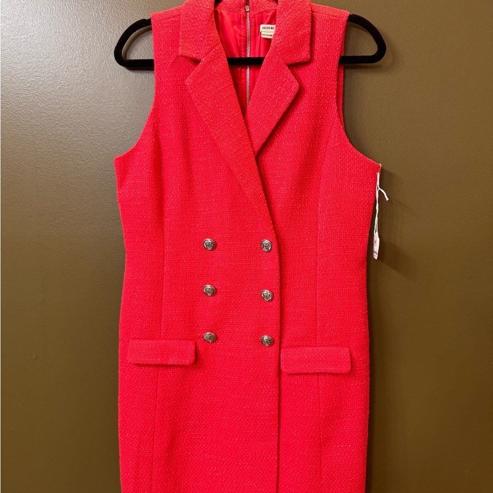 Jason Wu Vibrant Red Double-Breasted Vest Dress